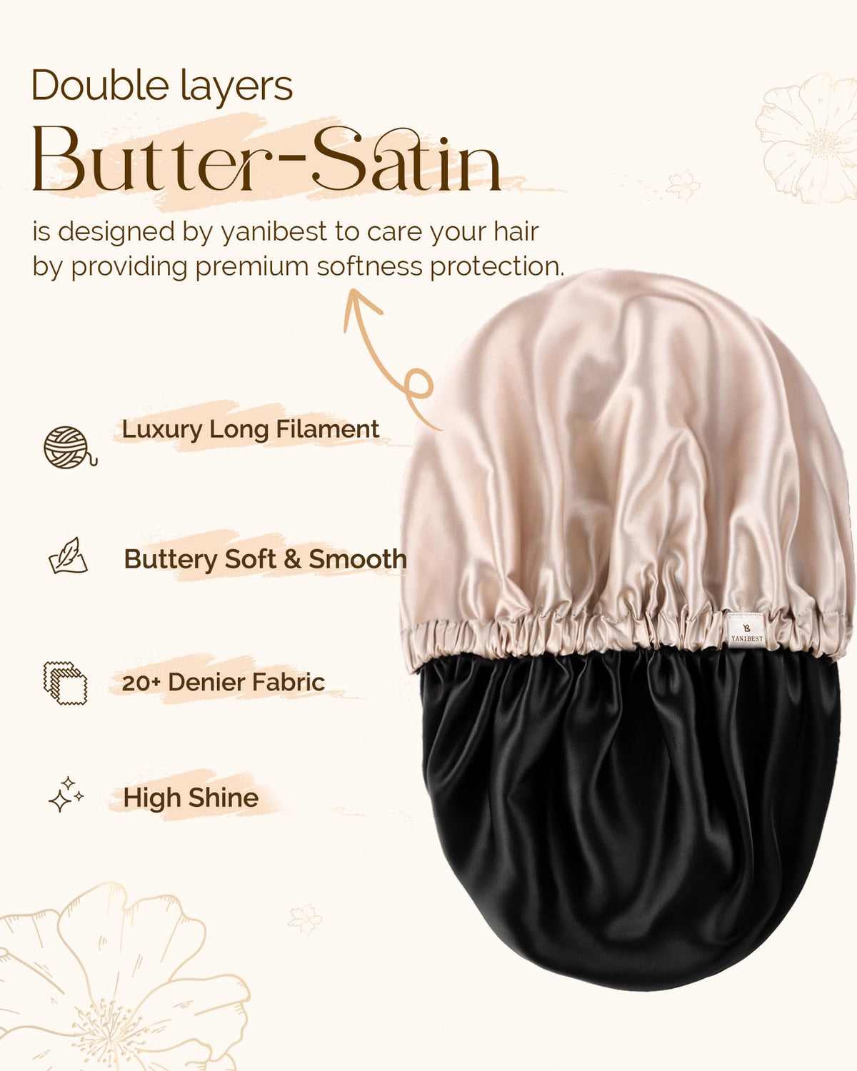 YANIBEST Satin Bonnet lifestyle scene on bed