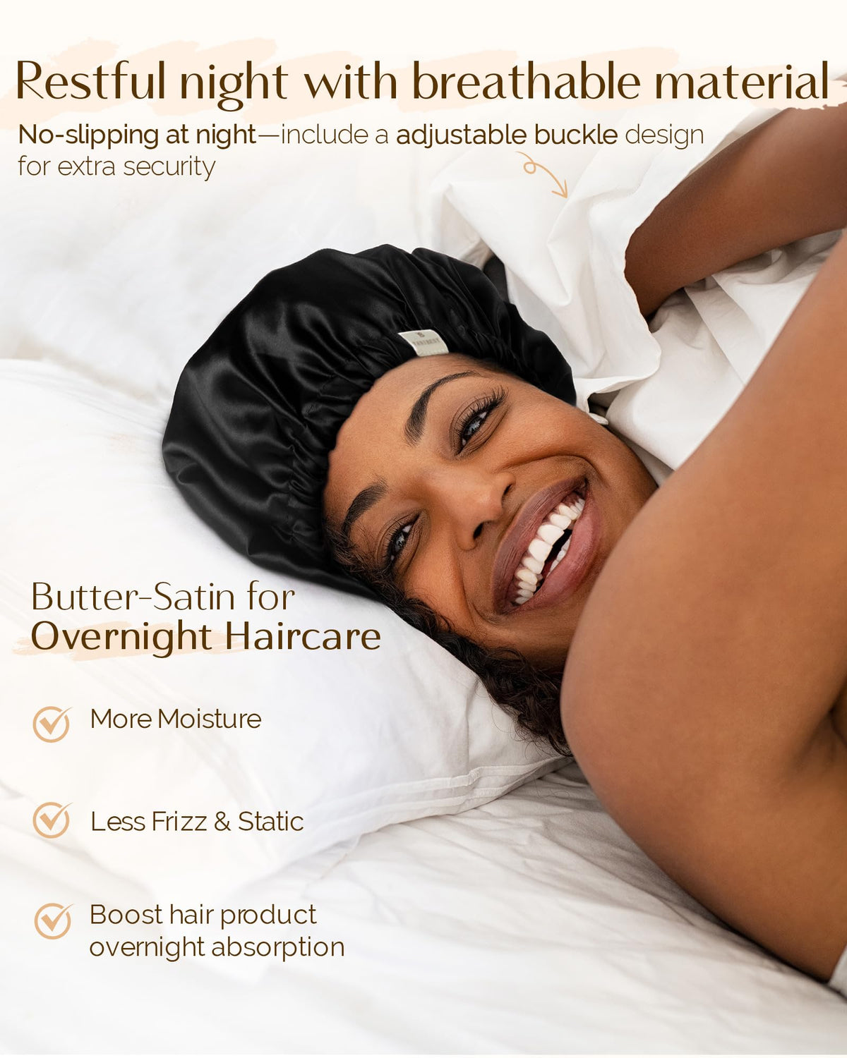YANIBEST Satin Bonnet lifestyle shot during makeup application