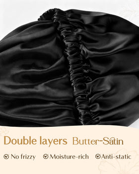YANIBEST Satin Bonnet on a pillow demonstrating double layer
