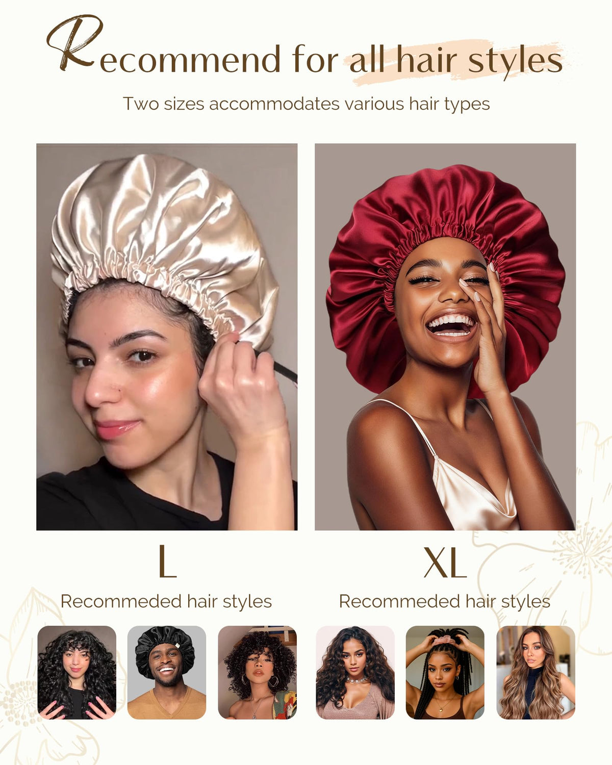 YANIBEST Satin Bonnet on a pillow for sleep