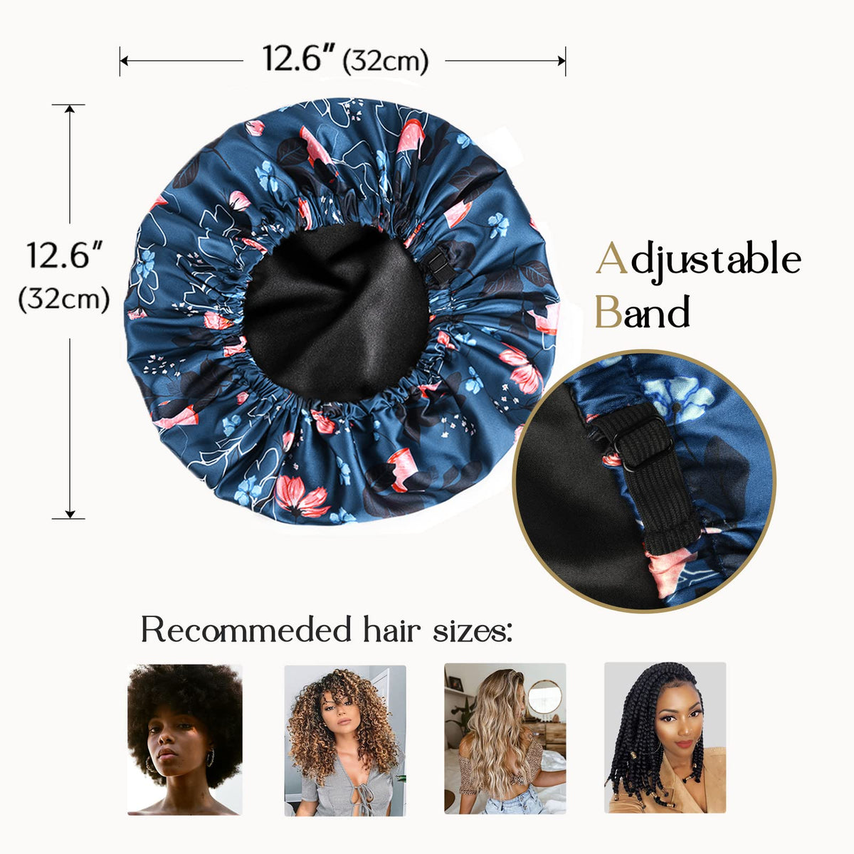 YANIBEST Satin Bonnet reversible side showing two colours