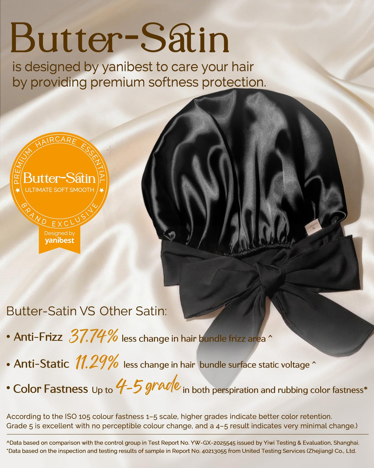 YANIBEST Satin Bonnet showing adjustable tie band