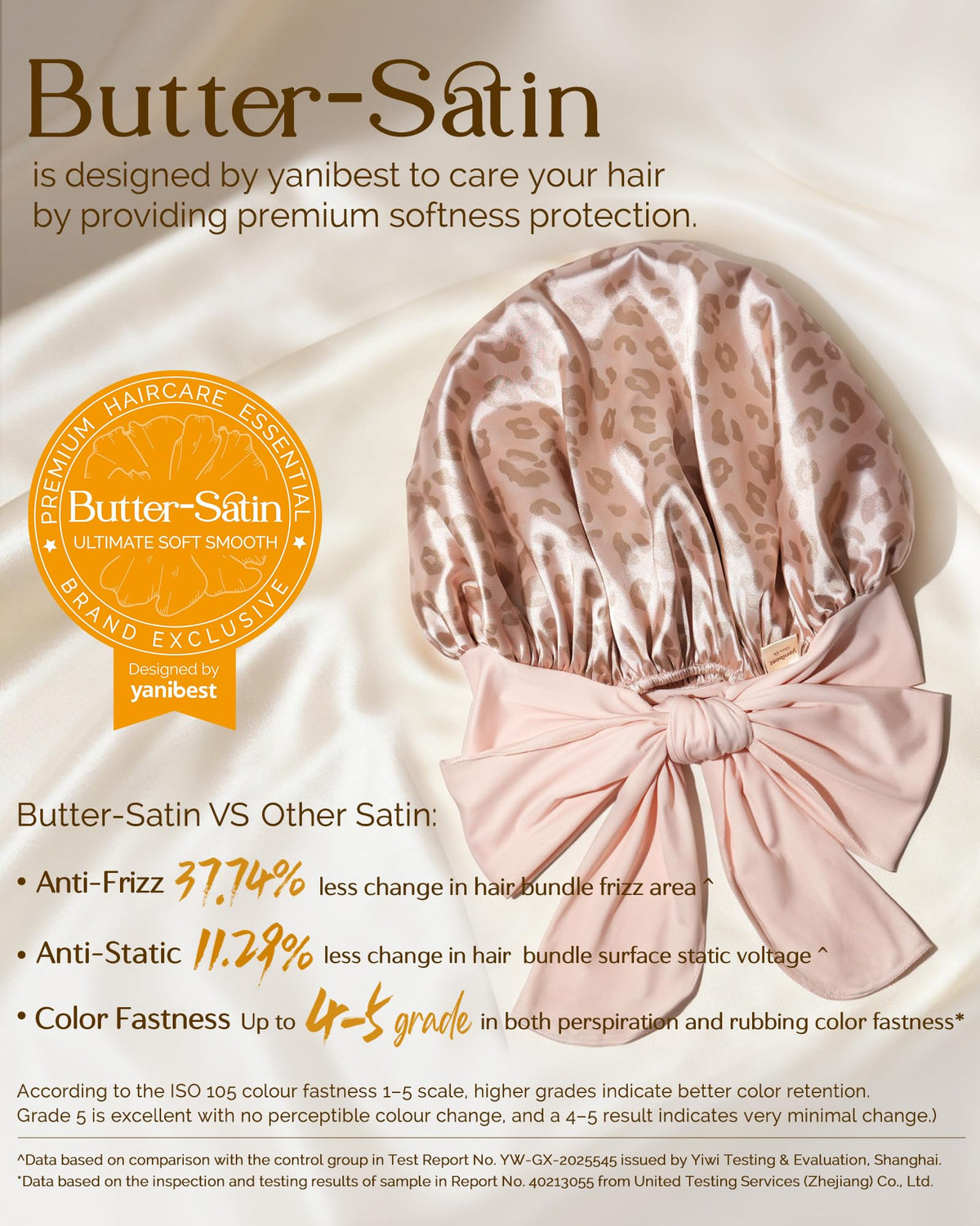 YANIBEST Satin Bonnet showing adjustable tie band detail