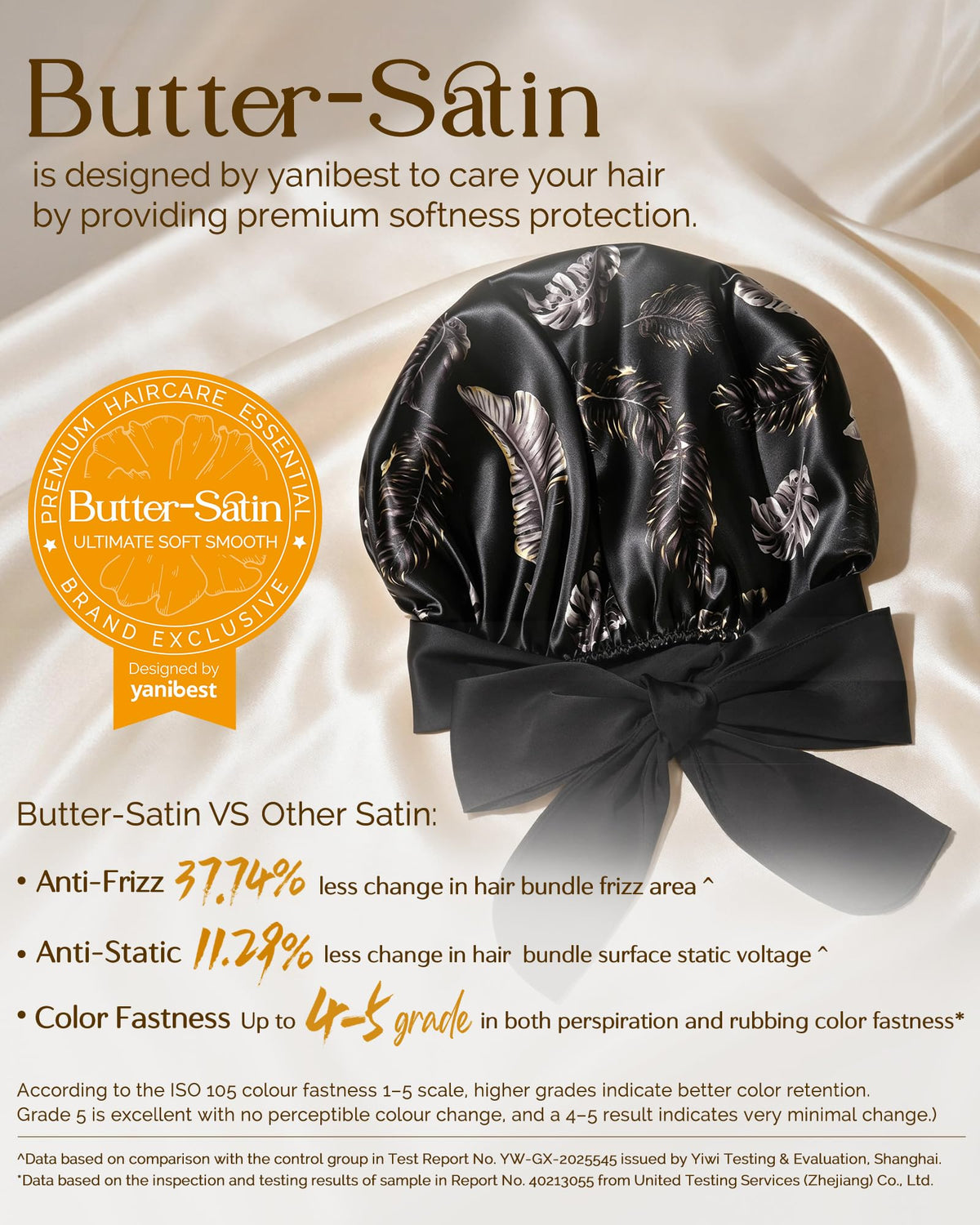 YANIBEST Satin Bonnet showing adjustable tie band detail