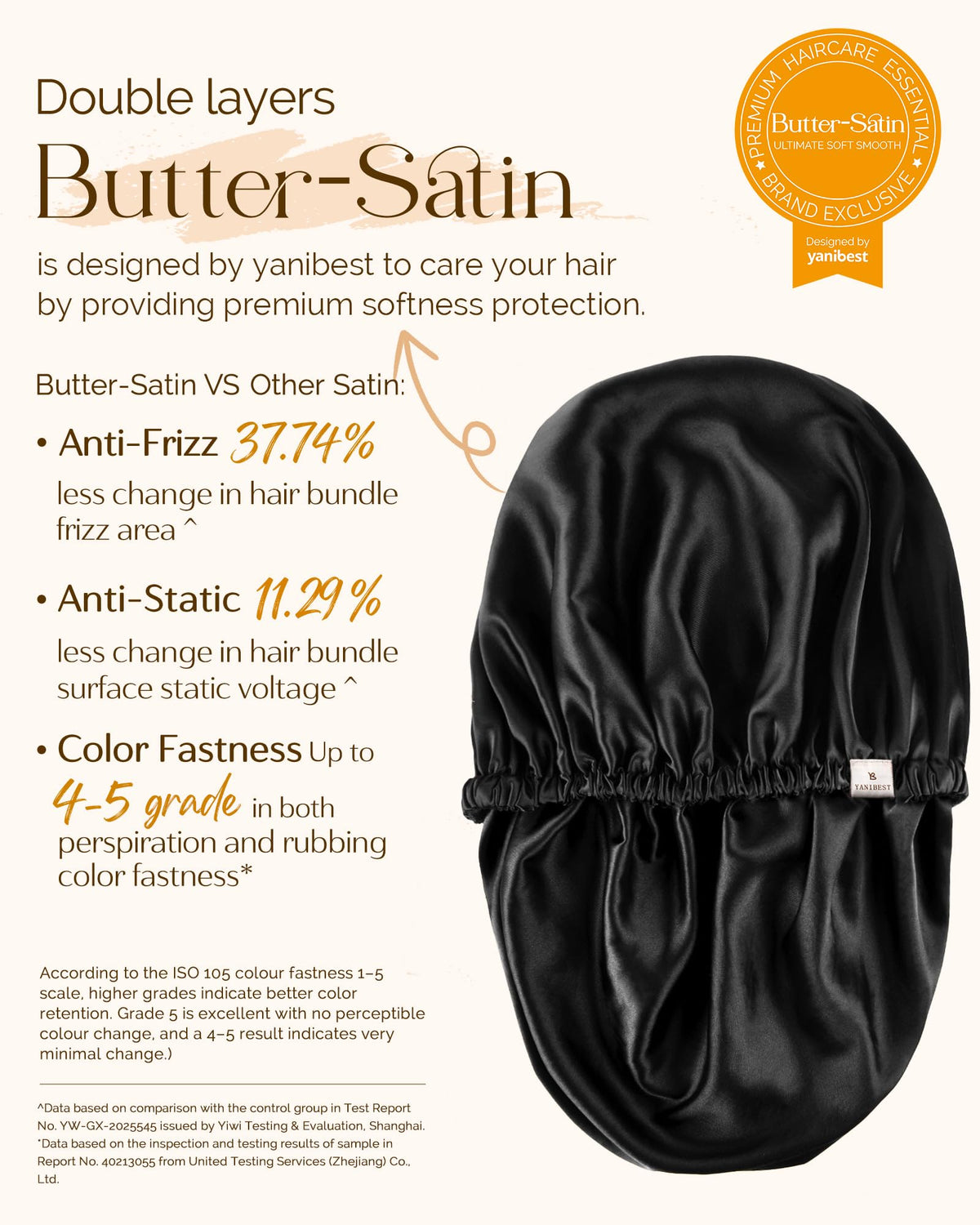 YANIBEST Satin Bonnet side view with adjustable strap