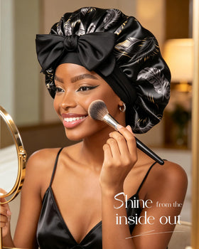 YANIBEST Satin Bonnet worn by a model showcasing styling options