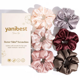 YANIBEST satin hair scrunchies set of 6 assorted colours