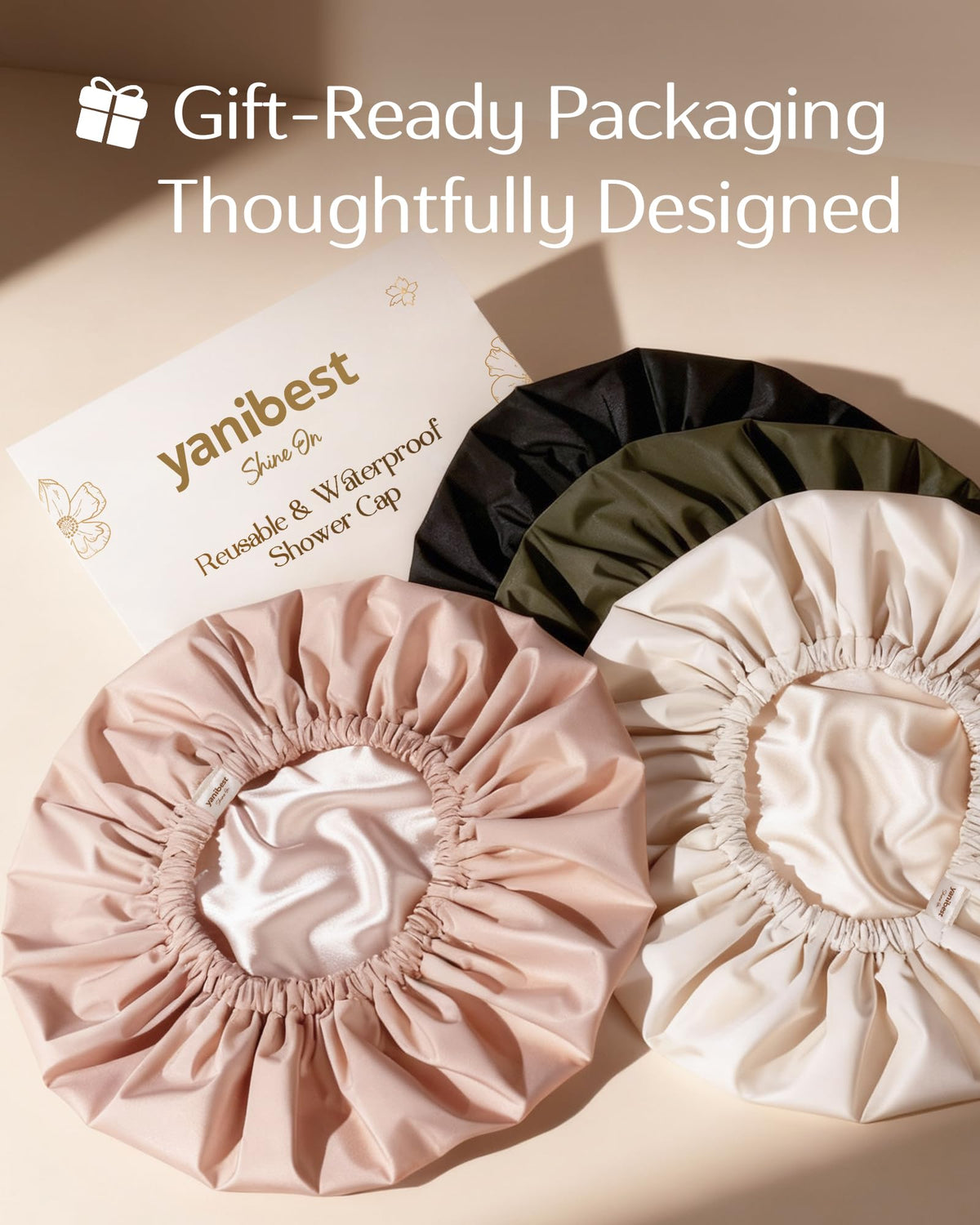 YANIBEST Satin Lined Shower Cap accommodating long curly hair