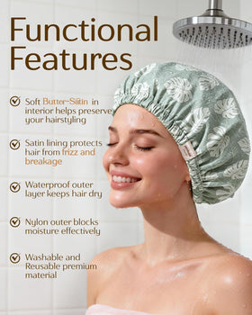 YANIBEST Satin Lined Shower Cap in Beige colour packaging