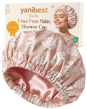 YANIBEST Satin Lined Shower Cap in Black colour front view