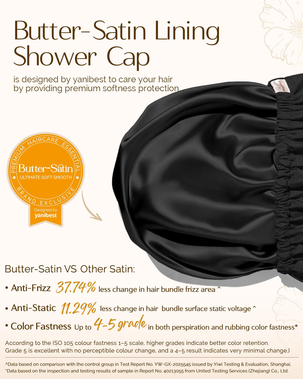 YANIBEST Satin Lined Shower Cap in Peachy Pink color lifestyle scene