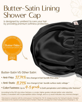 YANIBEST Satin Lined Shower Cap in Peachy Pink color lifestyle scene