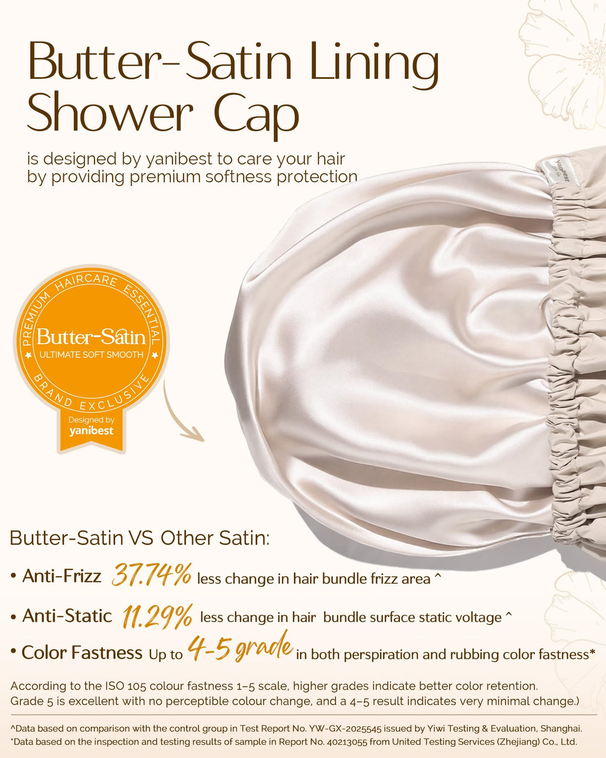 YANIBEST Satin Lined Shower Cap in Peachy Pink color lifestyle scene