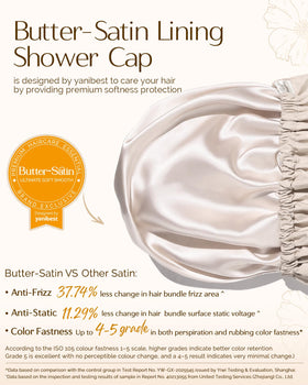 YANIBEST Satin Lined Shower Cap in Peachy Pink color lifestyle scene