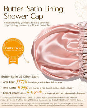 YANIBEST Satin Lined Shower Cap in Peachy Pink colour front view