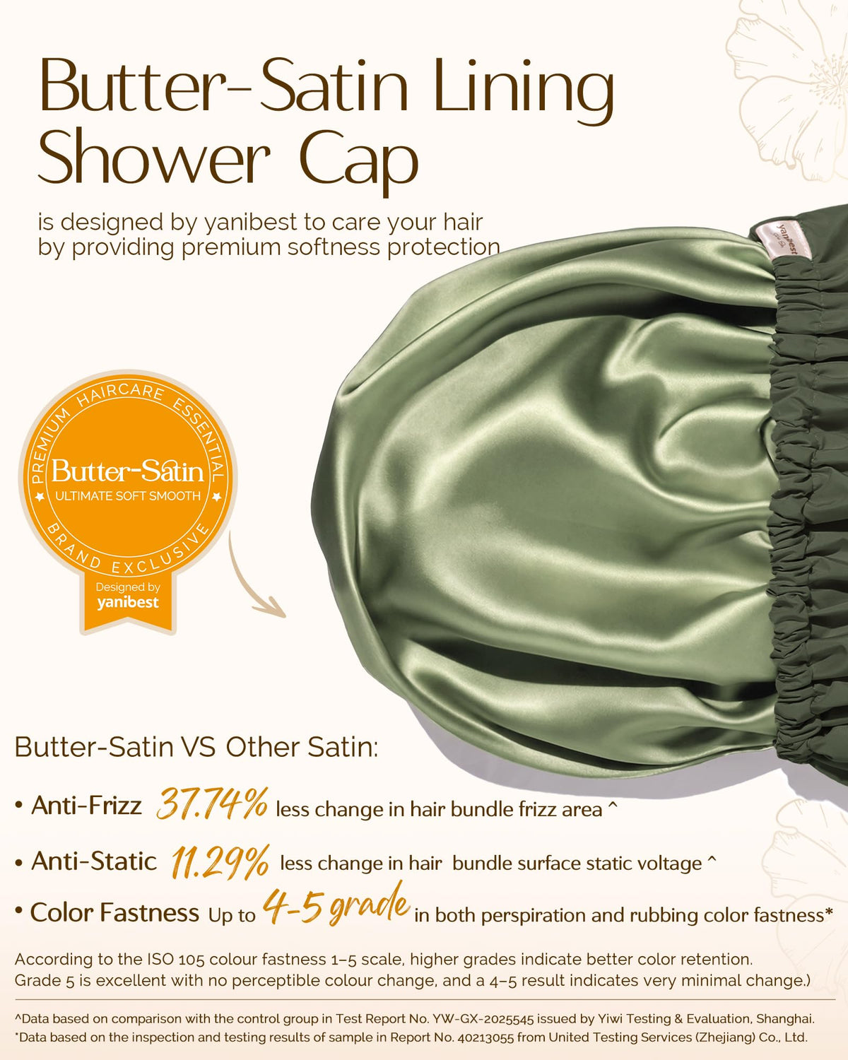 YANIBEST Satin Lined Shower Cap in Peachy Pink packaging