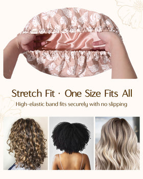 YANIBEST Satin Lined Shower Cap showing satin interior