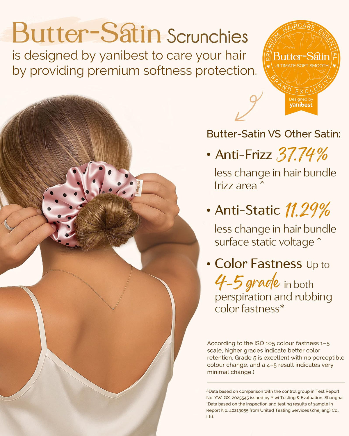 YANIBEST satin scrunchies displayed in a lovely box