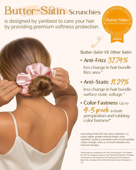 YANIBEST Satin Scrunchies displayed in a lovely box