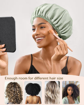 YANIBEST shower cap showing stretchable elastic trim