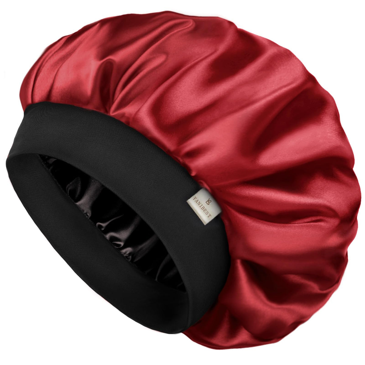 YANIBEST Soft Satin Bonnet front view in black