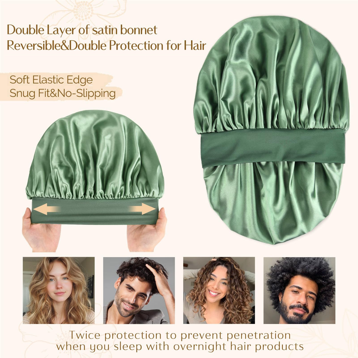 YANIBEST Soft Satin Bonnet on a mannequin head