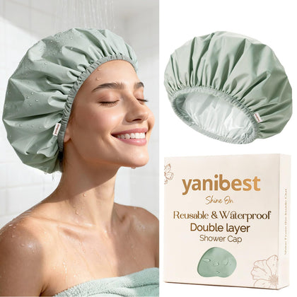 YANIBEST waterproof shower cap front view in stylish design