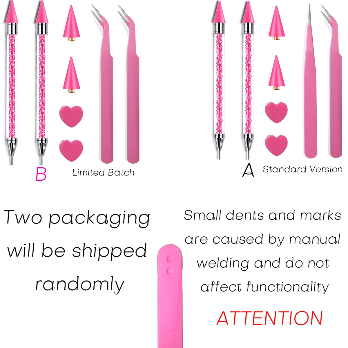 Yaoociy Pink Rhinestone Picker Tool Set displayed with nail art accessories