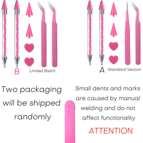 Yaoociy Pink Rhinestone Picker Tool Set displayed with nail art accessories