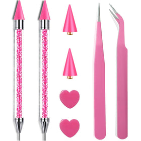 Yaoociy Pink Rhinestone Picker Tool Set with two dual-head wax pens