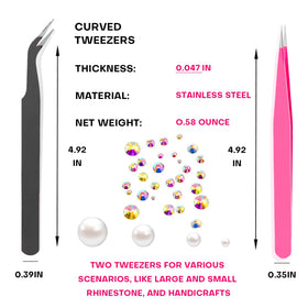 Yaoociy precision tweezers in pink and black