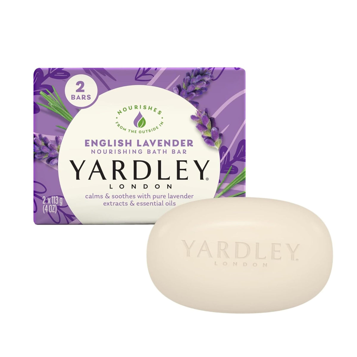 Yardley English Lavender Bar Soap front view with packaging