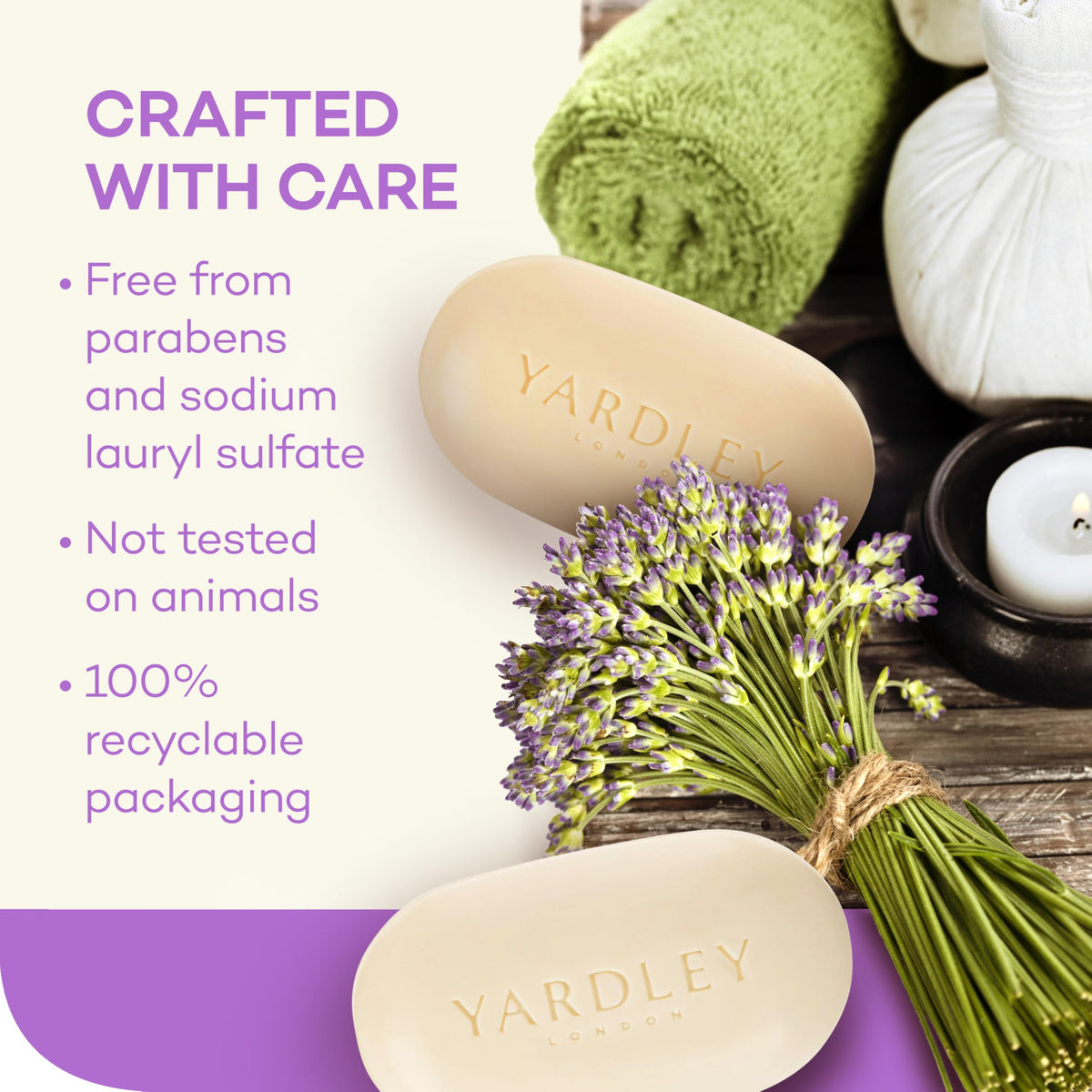 Yardley English Lavender Bar Soap side view showing texture