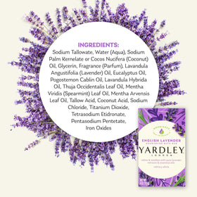 Yardley English Lavender Bar Soap with natural ingredients background