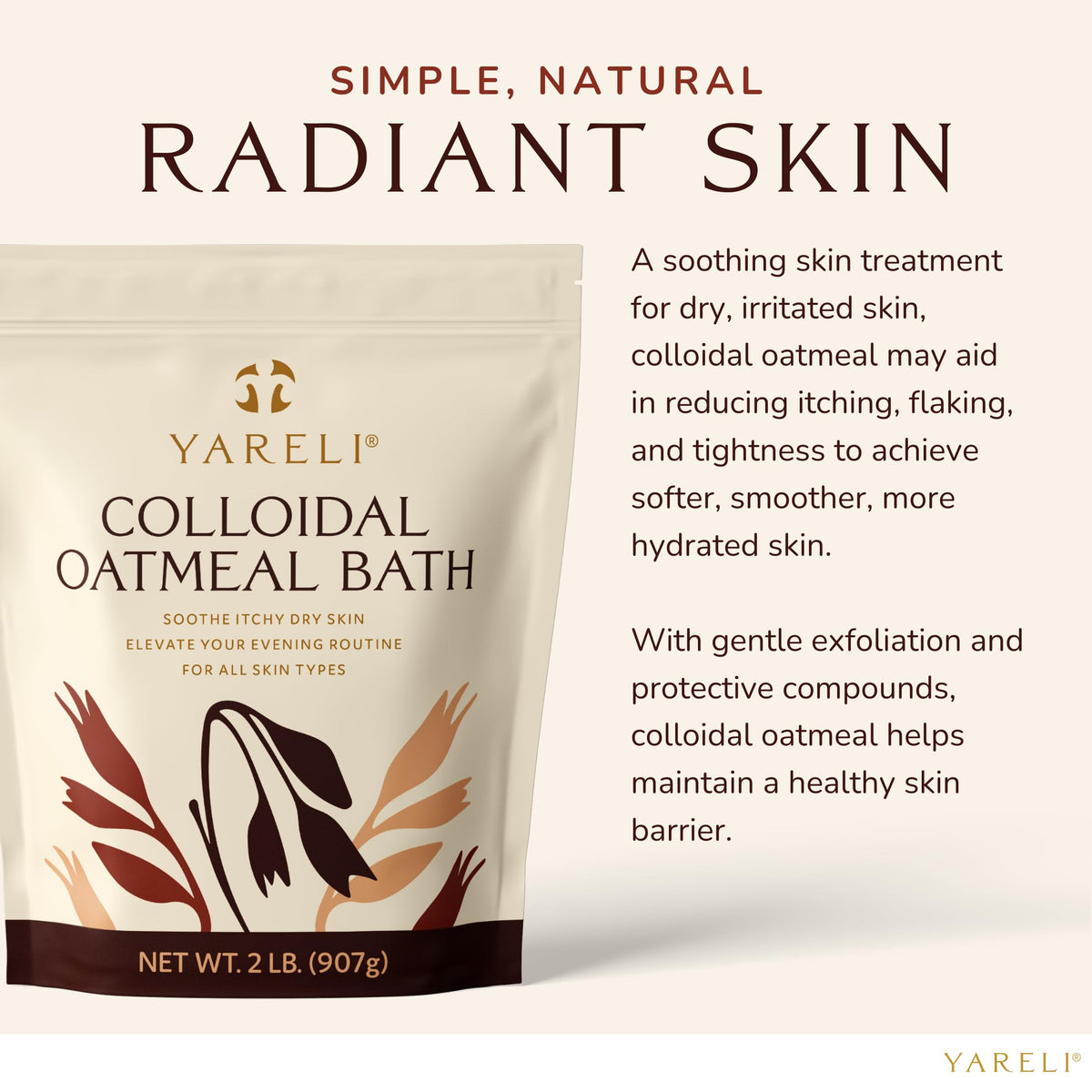 YARELI Colloidal Oatmeal Bath Powder in a bath setting