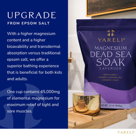 YARELI Magnesium Flakes displayed with bath accessories