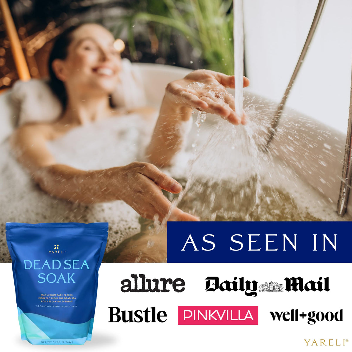 YARELI Magnesium Flakes in warm bath water