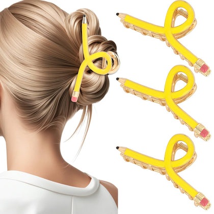 YARIEW Pencil Hair Claw Clip yellow front view