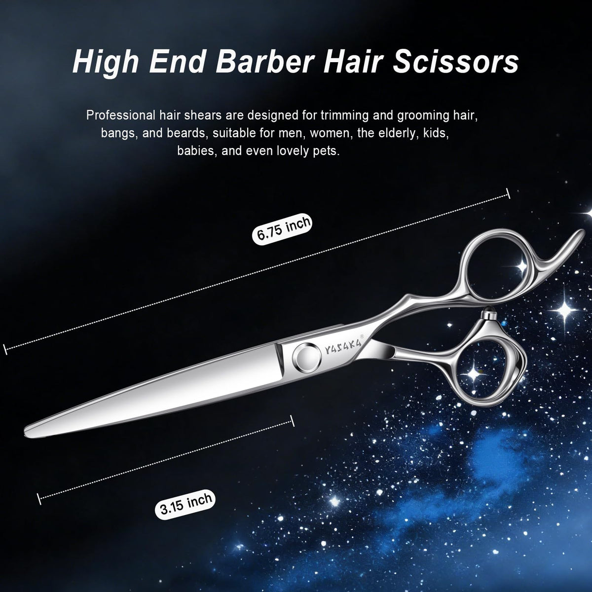 YASAKA hair scissors with ergonomic handle side view