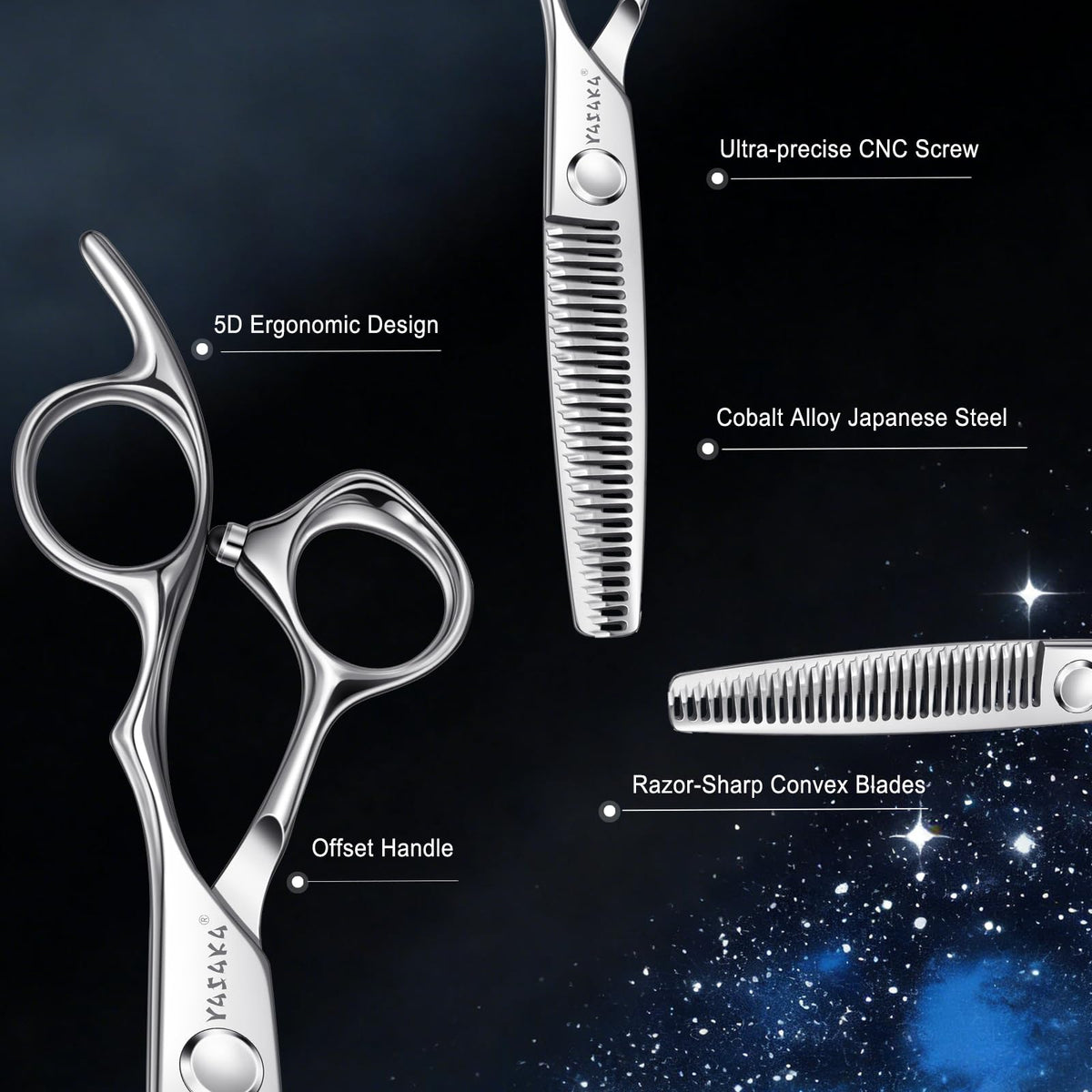 YASAKA thinning shears with enlarged finger hole for comfort