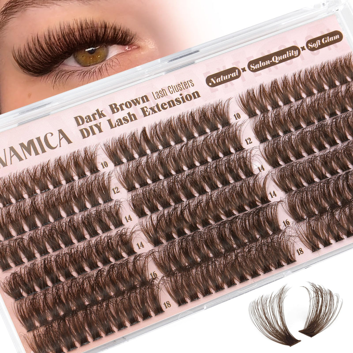 Yawamica Brown Fluffy Lash Clusters front view packaging