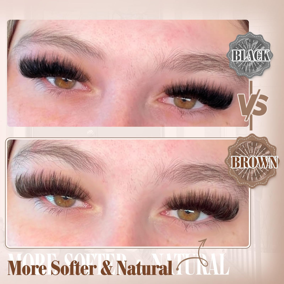 Yawamica Brown Fluffy Lash Clusters in use on model