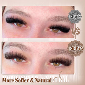 Yawamica Brown Fluffy Lash Clusters in use on model