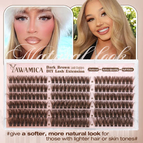 Yawamica Brown Fluffy Lash Clusters packaging side view