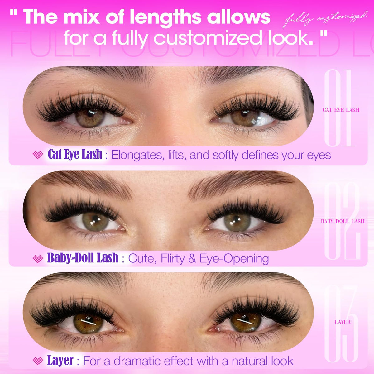 Yawamica Fluffy Lash Clusters applied on model's eyes