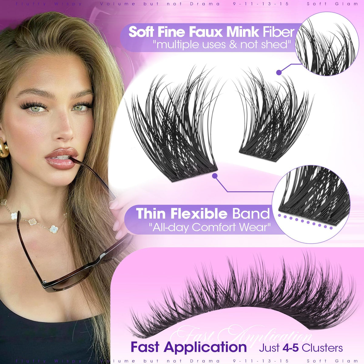 Yawamica Fluffy Lash Clusters with a makeup brush and tools