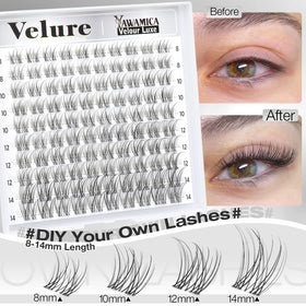 Yawamica lash clusters applied on model's eyes