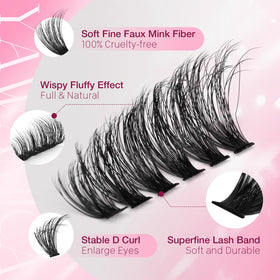 Yawamica lash clusters displayed on a makeup table