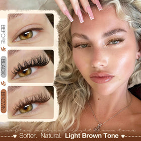 Yawamica lash clusters in packaging with mixed lengths
