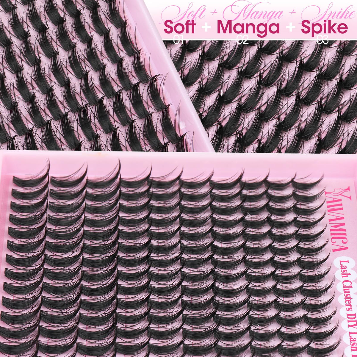 Yawamica Manga Lash Clusters in a beauty setup